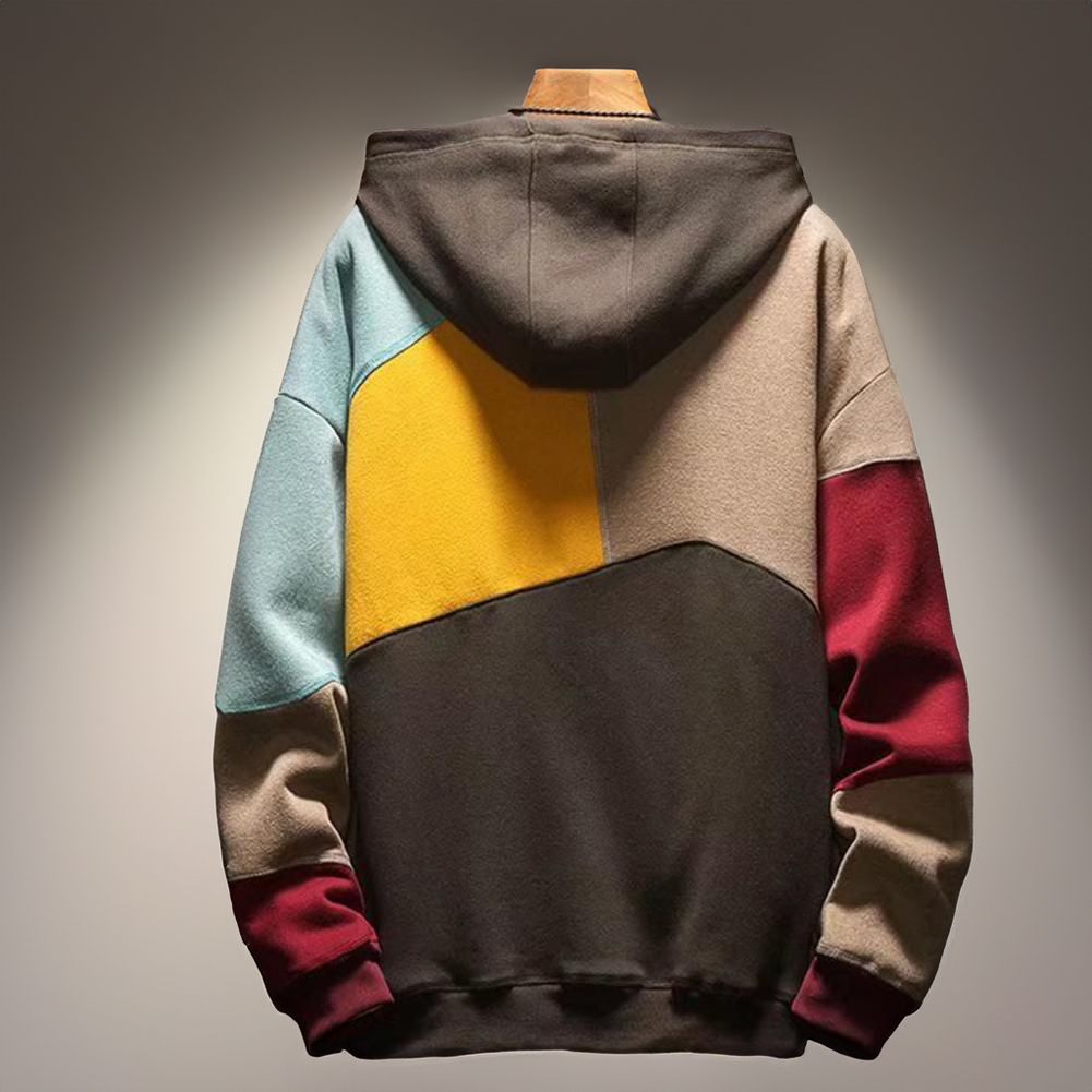 Sudadera Con Capucha Oversize Para Hombre Con Diseño Patchwork | Bolsillos Canguro